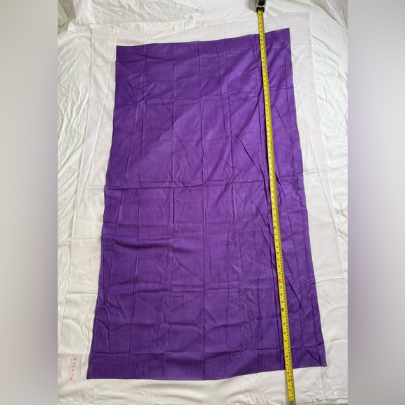 Escada Marine Groove Oversized Purple Cotton Resort Scarf Wrap Y2K Designer Logo - Picture 10 of 10